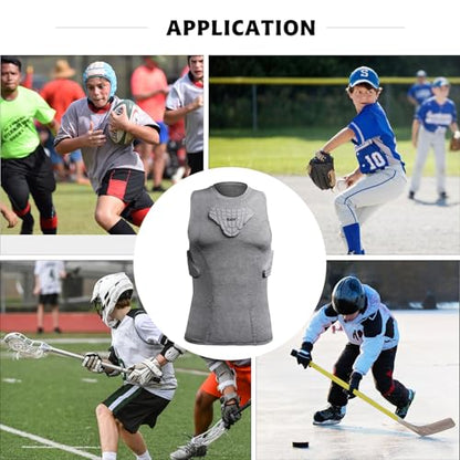 Youth Padded Compression Shirt Vest Rib Chest Protector Football Baseball - color: Padded Vest Gray, size: Medium