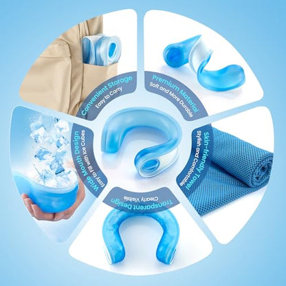 samply Reusable Ice Packs for Neck and Shoulder, Cold Compress, Relief of Pain, Swelling, Sprains, Office Pressure, Wearable Neck Cooler Towels of Cooling Wraps for Hot Weather,Royal Blue - color: Royal Blue