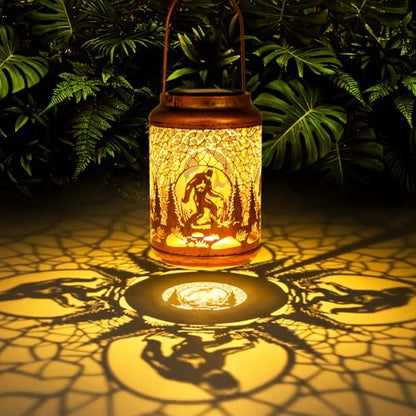 YISITEONE Bigfoot Outdoor Solar Lanterns, Garden Waterproof Metal Hanging Decor Lights for Patio Yard Pathway Lawn Front Porch, Big Foot Sasquatch Birthday Gardening Gifts for Men Women Mom Grandma - style: Bigfoot