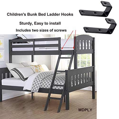 4 Pack Bunk Bed Ladder Hooks, Inside Width 1" Black PVC Coated Metal Bunk Bed Replacement Hardware Brackets, J Heavy Duty RV Ladder Tool with 2 Size Mounting Screws - color: Black, size: 4 Pack