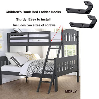 4 Pack Bunk Bed Ladder Hooks, Inside Width 1" Black PVC Coated Metal Bunk Bed Replacement Hardware Brackets, J Heavy Duty RV Ladder Tool with 2 Size Mounting Screws - color: Black, size: 4 Pack