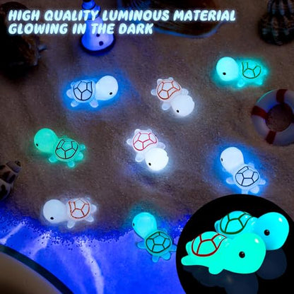 122PCS Luminous Mini Resin Turtles 8 Color Tiny Turtle Figurines Bulk | 8 Color Miniature Turtles Animals Glow in The Dark, Micro Ocean Garden Landscape, Aquarium, Dollhouse DIY - style: MiniTurtle 122PCS
