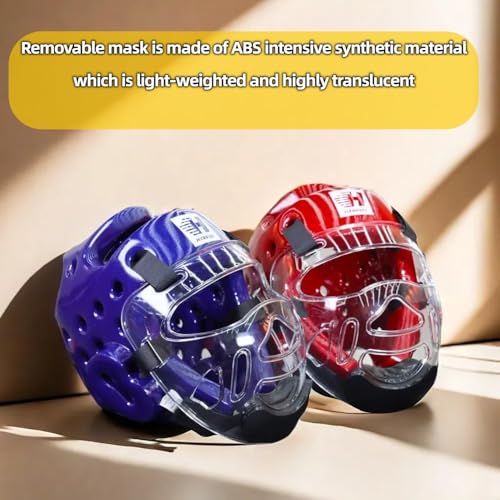 2PC Taekwondo Headgear Karate Headgear with Removable mask for Sparring Partner Muay Thai Taekwondo Karate MMA Training Adults - size: Small
