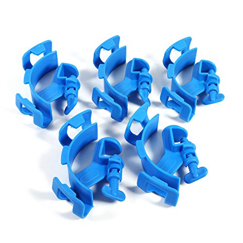 Fish Tank Aquarium Hose Holder, Plastic Filter Pipe Clip, Blue 5 Pcs - Durable Material, Stable Grip, Easy Mounting for Aquarium Cleaning