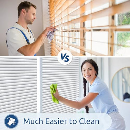 rabbitgoo Frosted Glass Window Privacy Film, Blinds Pattern, 17.5" x 157.4" | Faux Blinds Effect, All Day Bathroom Privacy Shield, Opaque Frosted Cover, Sun UV Blocking, Static Cling, for Home, Office - color: Blinds-liked, size: 17.5" x 157.4"