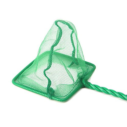Aquarium Fish Net 4" Fine Mesh Green Skimmer Filter for Small Fish Tanks Catch Net with Comfortable