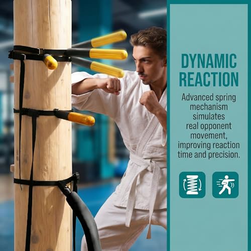 Wing Chun Dummy for Martial Arts Training - Wall Mount & Portable Options - Interchangeable Spring Arms for Martial Arts, Boxing, and Karate Practice (for Hard Objects)