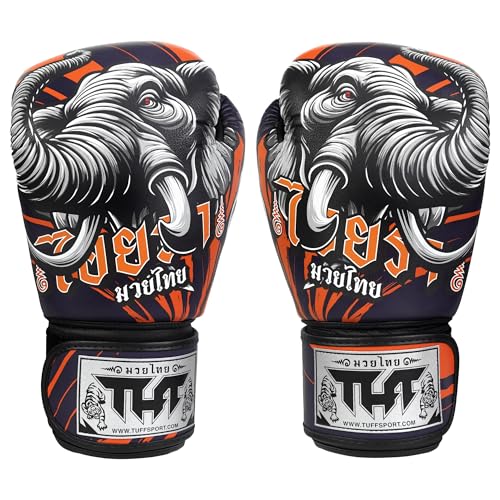 Tuff Sport Muay Thai Gloves, Boxing Gloves for Men Women, Training & Sparring MMA Kickboxing Workout Ventilated Palm (Aiyara, 12 OZ)