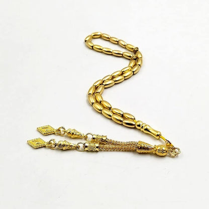 ALBASHAN Tasbih Metal gold Color 4x7mm 33 beads muslim Rosary paryer bracelet islamic gift turky Style Jewelry