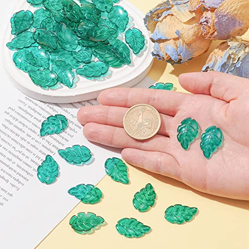 LiQunSweet 100 Pcs Glass Crystal Green Leaf Charms Small Drop Dangle Plant Leaves Pendants for Necklace Bracelet Jewelry Making DIY Crafting - 23.5x15mm - color: Leaf_23.5x15mm_Green