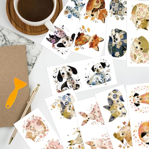 arricraft 10 Pcs Patterned Animals Theme PVC Cup Transfer Stickers, Floral Pattern Animal UV Waterproof Cup Sticker for 16 oz Glasses Window Home Printing Decoration 24x11cm - style: Floral Pattern Animal Theme