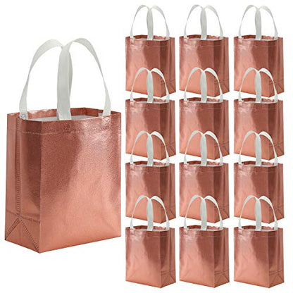 Tosnail 40 Pack 10 x 8 Inch Reusable Present Gift Bag, Medium Grocery Bags, Shopping Tote Bag for Weddings, Birthday, Party - color: Rose Gold