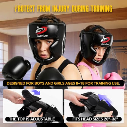 Boxing Headgear 2 Pack for Kids Men Youth, Full Face MMA Sparring Helmet with Adjustable Protection, Easter Basket Stuffers Boxing Face Mask for Boys Gift Ages 8‑12, Muay Thai, Martial Arts Training