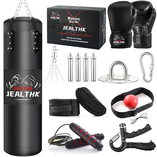Heavy Punching Bag Set for Adults Boxing Training MMA Muay Thai Home Gym | 4ft Heavy Boxing Bag Set , 12oz Gloves Included, MMA, Taekwondo, Muay Thai, Home Gym, Unfilled