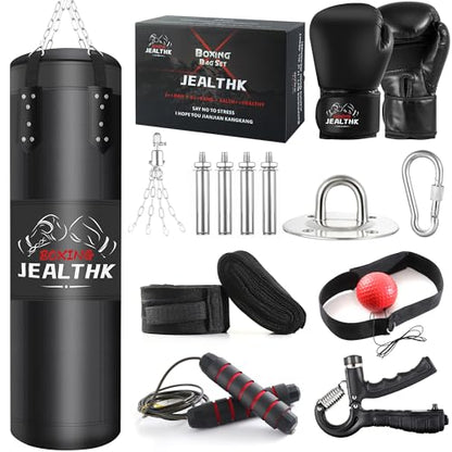 Heavy Punching Bag Set for Adults Boxing Training MMA Muay Thai Home Gym | 4ft Heavy Boxing Bag Set , 12oz Gloves Included, MMA, Taekwondo, Muay Thai, Home Gym, Unfilled