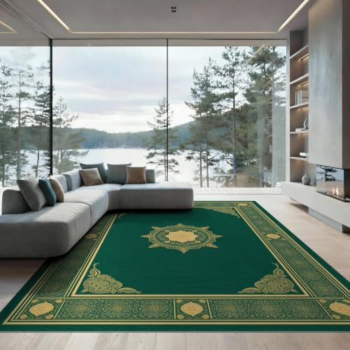 9'x12' Green Deep Islamic Prayer Design Washable Area Rug - color: Green/Pattern 16, size: 9' x 12' (Rectangular)