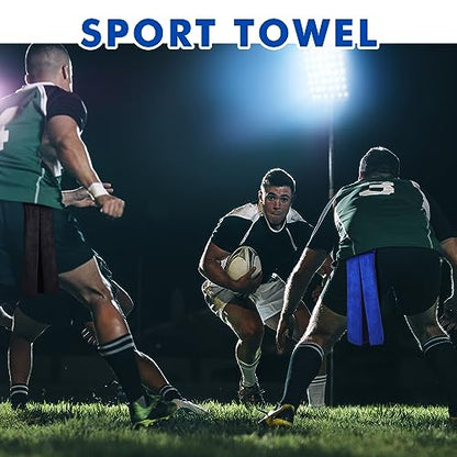 Buryeah 12 Pcs Football Field Towel Closed Loop Accessories Cotton Sports Sweat Towel with Hook and Loop Fastener for Football, Golf, Gym - color: Black, White, Blue
