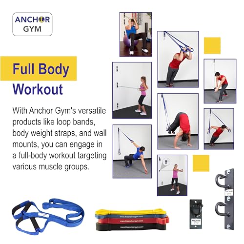 Anchor Gym Body Weight Resistance Straps - Adjustable Body Weight Training Straps, Stretching & Full-Body Training - Exercise Straps with Handles for Home Gym Workouts
