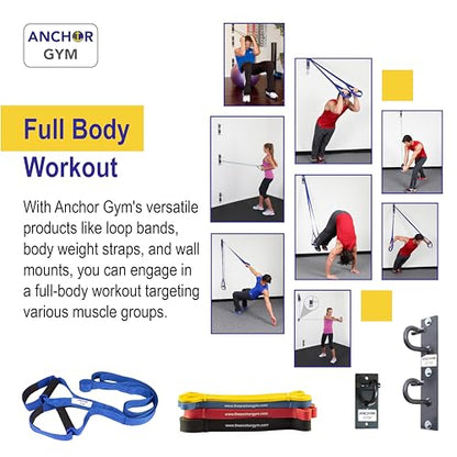 Anchor Gym Body Weight Resistance Straps - Adjustable Body Weight Training Straps, Stretching & Full-Body Training - Exercise Straps with Handles for Home Gym Workouts