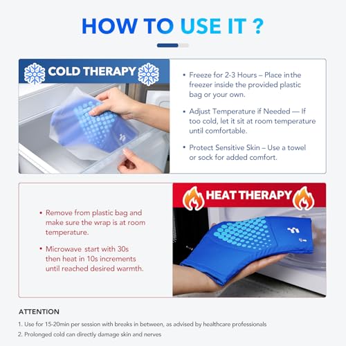 Ankle Ice Pack Wrap for Swelling with Thickened Cold Compression and Cooling Fabric, Ice Packs for Injuries Reusable for Swollen Feet, Achilles Tendonitis Relief, Plantar Fasciitis Relief - size: L
