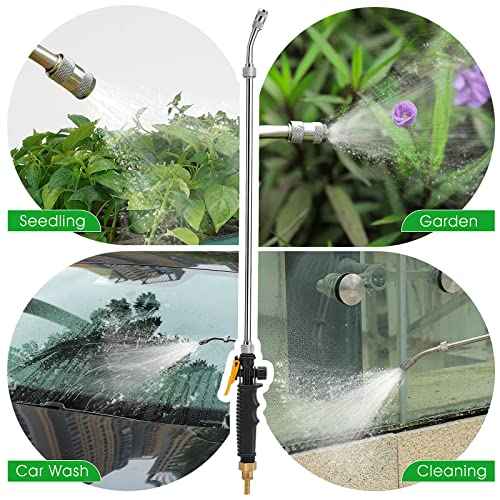 29 Inches Sprayer Wand, 3/8" & 1/4" Brass Barb Universal Sprayer Wand Replacement, Stainless Steel Sprayer Parts with Shut off Valve & 2 Hose Clamps, Spray Wands for Garden Hose - size: 1PCS