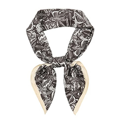 RIIQIICHY Women Head Hair Scarf Like Satin Silk Scarf Sleeping Hair Wrapping Night 27.5" - color: Black/White/Grey