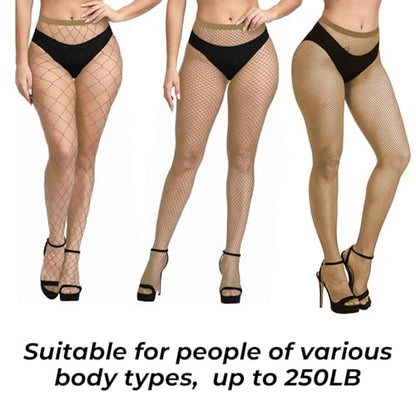 Black Fishnet Stockings for Women, Fishnet Tights Plus Size One Size Fit All - color: Natural, size: One Size