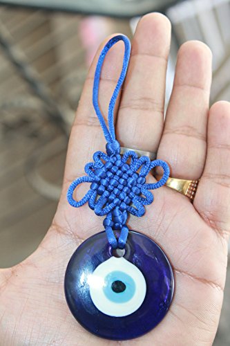 IS4A Talisman - Single Glass Evil Eye Protection - Good Luck Charm, Home, Office, Car Decoration, Blessing Ornament, Reflects Negative Energy (6 Inch) - size: 6 Inch