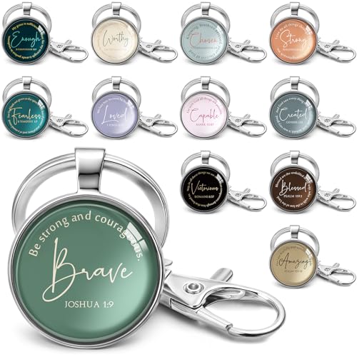 Equsion 24 Pcs Christian Keychain Gift Bulk Mini Bible Keychains with Verse Religious Keychain Gifts for Church Bible Study Group (Vintage) - color: Vintage
