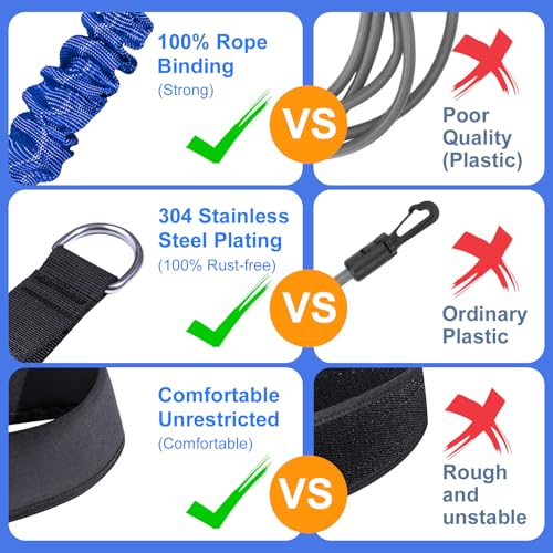 Swimming Training Belt 8-25FT Adjustable Swimming Resistance Belt, Stationary Harness for Any Pool Without Counter Current System - color: Blue