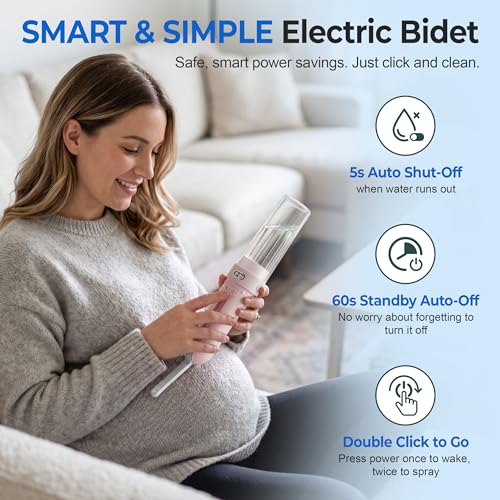 Electric Portable Bidet – Rechargeable Travel Bidet for Women Postpartum Care & Personal Hygiene | with 3 Pressure Modes for Home Travel & Camping (Pink) - color: Pink