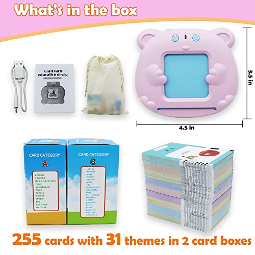 MAYAPHILOS 510 Words Alphabet Talking Flash Cards for 3-8 Years Toddlers, Educational Learning Interactive Toy for Boys Girls Kids Birthday Gifts, Preschool Montessori Speech Therapy Autism Toys Pink - size: 510 Words English (Pink)