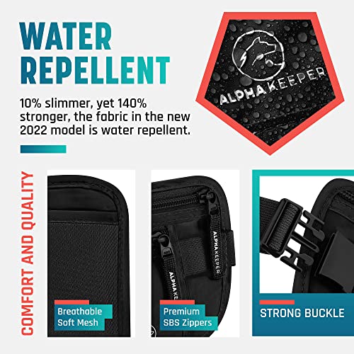 Alpha Keeper Money Belt for Travel for Men Hidden RFID Passport Holder - color: Black