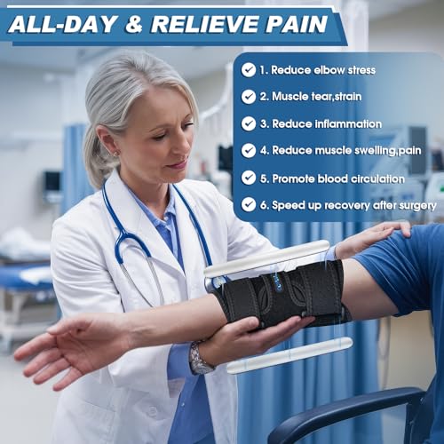 Elbow Brace, Elbow Splint for Cubital Tunnel Brace for Sleeping-Immobilizer for Ulnar Nerve Brace Elbow Pain fit Men & Women - size: One Size