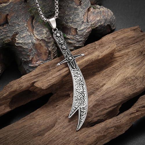 chunky necklace，Islamic Imam Ali Zulfiqar Sword Pendant Necklace for Men and Women Quran Necklace Shia Islamic Muslim Jewelry