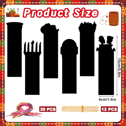 JUNEBRUSHS 30Pcs Kwanzaa Crafts for Kids, Rainbow Magic Scratch Art Paper Bookmarks Kwanzaa Gifts for Kids School Classroom Activities Games DIY Arts and Crafts Kit Party Favors - style: Kwanzaa Style