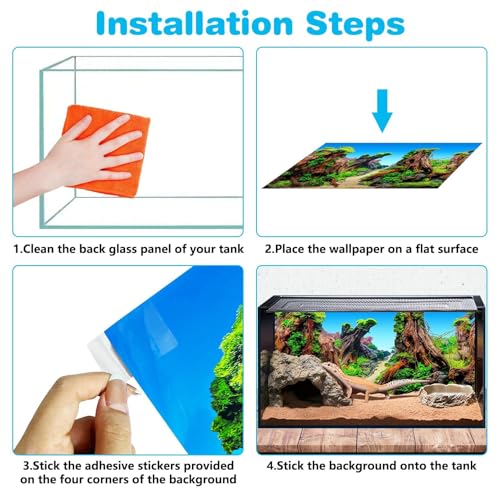 PINVNBY Reptile Terrarium Background 2 Pack 48 x 24 inches Double-Sided Reptile Tank Background Polyester Reptile Habitat Decor with Tape Green Plants & Natural Rock Aquarium Decoration - size: L: 48" x 24"