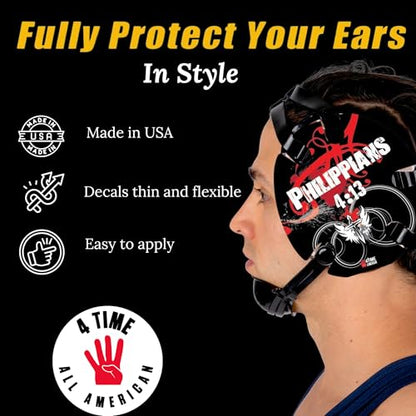 Wrestling Headgear with Ear Protection & Chin Cup Adjustable Lightweight Head Guard for Competition & Practice – Durable Protective Wrestling Ear Guard for Youth & Adult Athletes - color: Philippians 4:13 Red