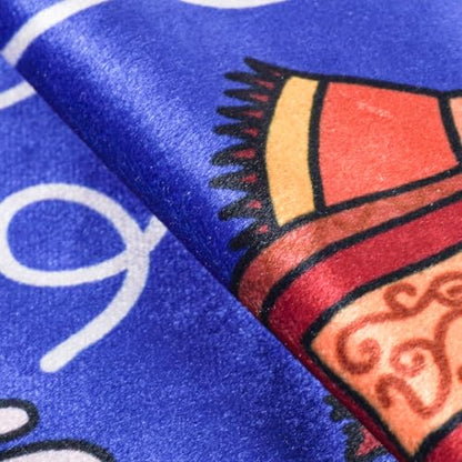 Children's Islamic Prayer Mat – Hajj Journey Theme, Soft German Velvet Material, Eco-Friendly & Safe, Educational Prophets Design, Perfect for Kids Learning Islam (Blue) - color: Blue