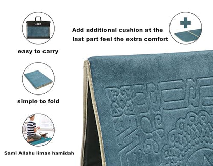 Prayer Rug with Back Support, Foldable Meditation Floor Chair (Oasis) - color: Oasis
