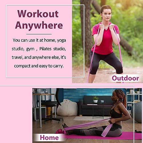 Resistance Bands Set for Physical Therapy, Rehab, Yoga and Pilates | Latex-Free elastic exercise bands suitable for rehab, yoga, Pilates, gym workouts, stretching, and home exercise - color: Gradient Pink 5-80lbs