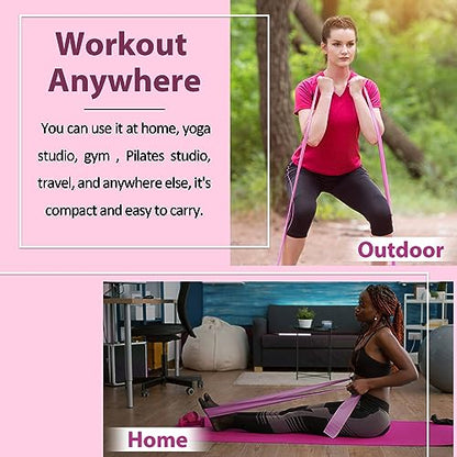 Resistance Bands Set for Physical Therapy, Rehab, Yoga and Pilates | Latex-Free elastic exercise bands suitable for rehab, yoga, Pilates, gym workouts, stretching, and home exercise - color: Gradient Pink 5-80lbs