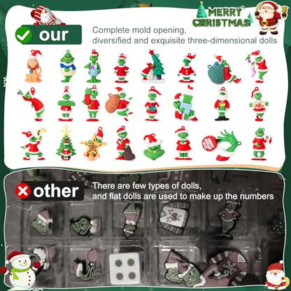 Christmas Advent Calendar 2026,Christmas Countdown Calendar,with 24 Collectible Advent Calendar for Kids Toddler Adult Teens Boy Girls,Xmas Vacation Gifts Idea - color: Christmas green