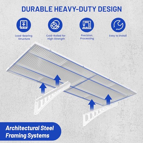 ZONEGRACE 4-Pack 1.5x4ft Garage Storage Wall Shelves, 1000 Lbs Heavy Duty Wall Mounted Shelves, Flat Rack Garage Floating Shelves With Complete Install Kit, White - color: White, size: 1.5x4ft-4pack