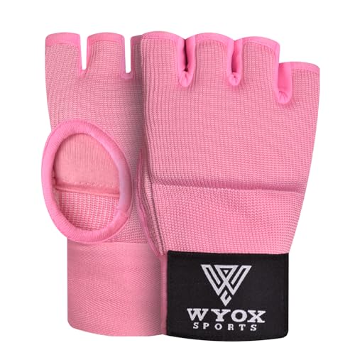 WYOX Boxing Hand Wraps Inner Gloves & Curved Focus Mitts Bundle for Men & Women Adults – 80cm Wrist Support, Gel Padding, MMA Muay Thai Kickboxing Training Gloves & Pads