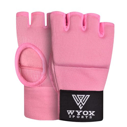 WYOX Boxing Hand Wraps Inner Gloves & Curved Focus Mitts Bundle for Men & Women Adults – 80cm Wrist Support, Gel Padding, MMA Muay Thai Kickboxing Training Gloves & Pads