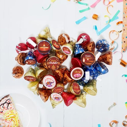 Happy Diwali Kiss Sticker Labels - Festival of Lights Party Round Candy Sticker Favors for Chocolate Drop Kisses (Set of 150) - color: Happy Diwali