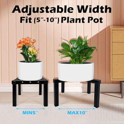Four Legs Adjustable Metal Plant Stand for 5"-10" Plant Pot – Indoor & Outdoor (Black, 1 Pack) - color: Mini Black 5-10", style: 3 - Mini