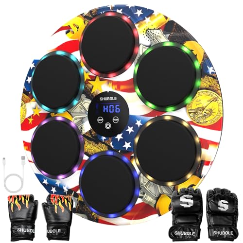 Music Boxing Machine with Gloves - Wall Mounted Punching Trainer for Adults & Kids, 9-Speed Punch Game, Wall Boxing Punching pad, 2025 Upgrade Gifts for Boys Age 6+ - style: US