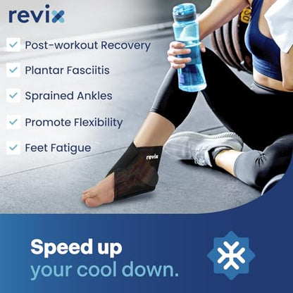 REVIX Foot Ice Pack Wrap for Plantar Fasciitis & Foot Pain Relief, Black | Ankle Ice Wrap, Adjustable One-Size Fit, Flexible Gel for Achilles Tendonitis, Sprained Ankle, Sport Recovery and Swelling - style: Black-1 Pack